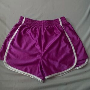 Purple and white sport shorts